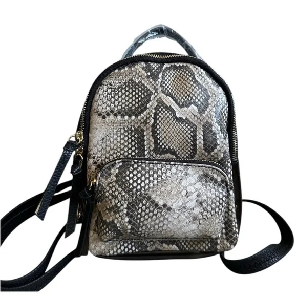 black leather snakeskin backpack Free People Stylish Black and Gray Snakeskin Backpack